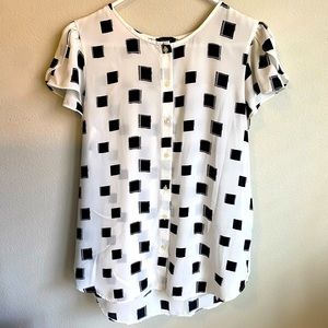 Ann Taylor white & black blouse
